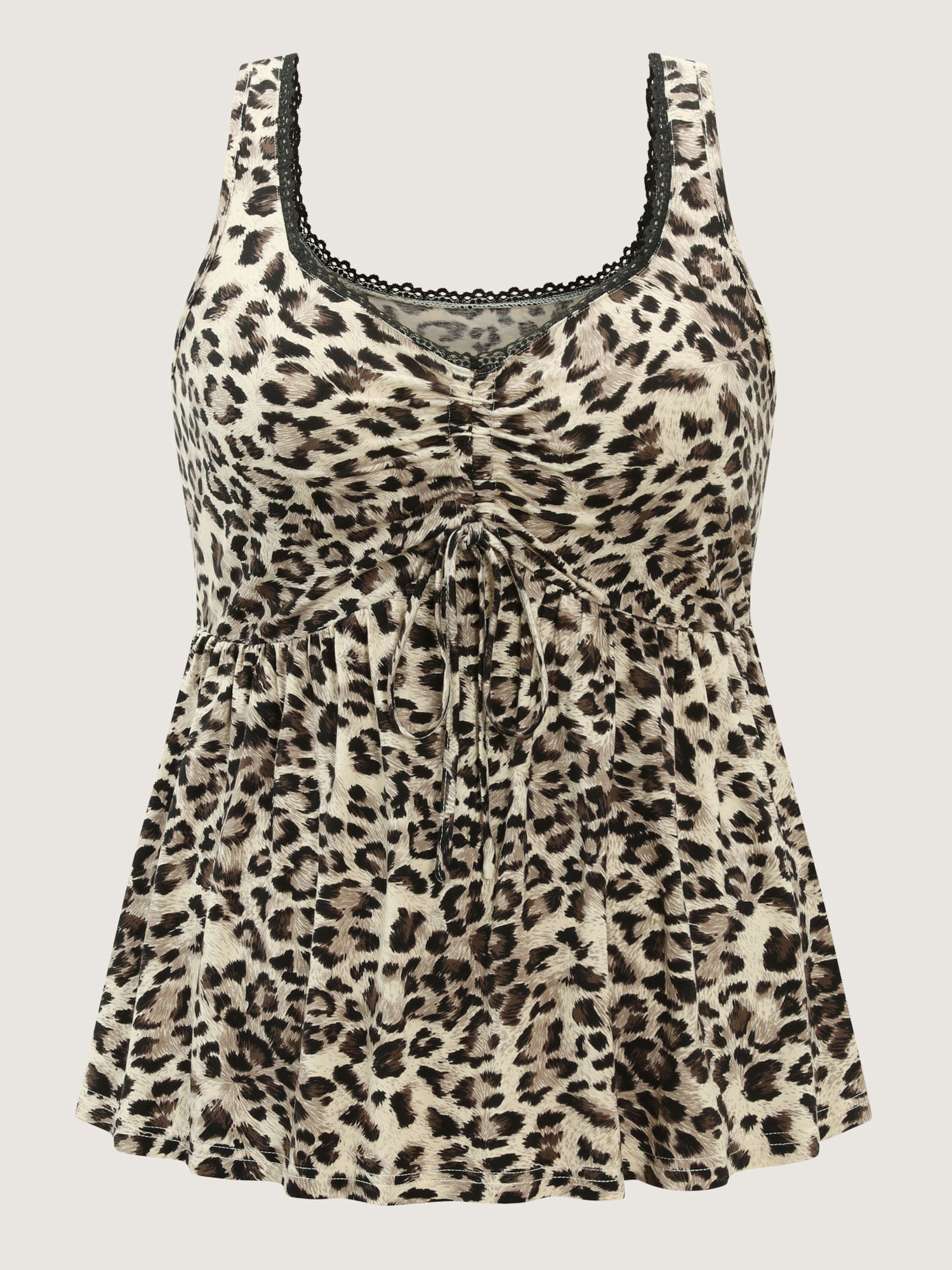 Side view of BloomChic Women's Plus Size Wild Leopard Print Two-Piece Pajama Set Leopard not graphics 14-16/1X