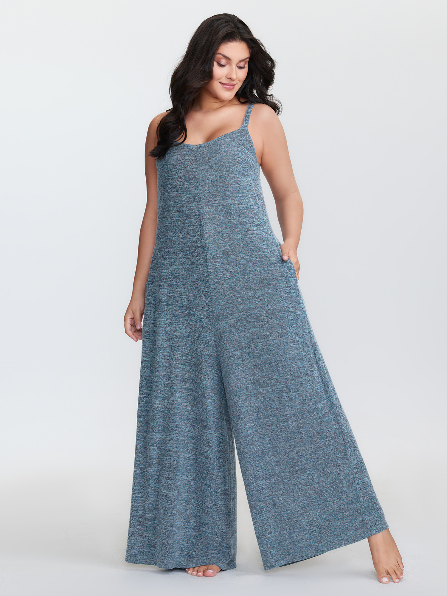 BloomChic Women's Plus Size Supersoft Flowy Cami Lounge Jumpsuit Aegean Maxi 18-20/2X-image-48020096516266