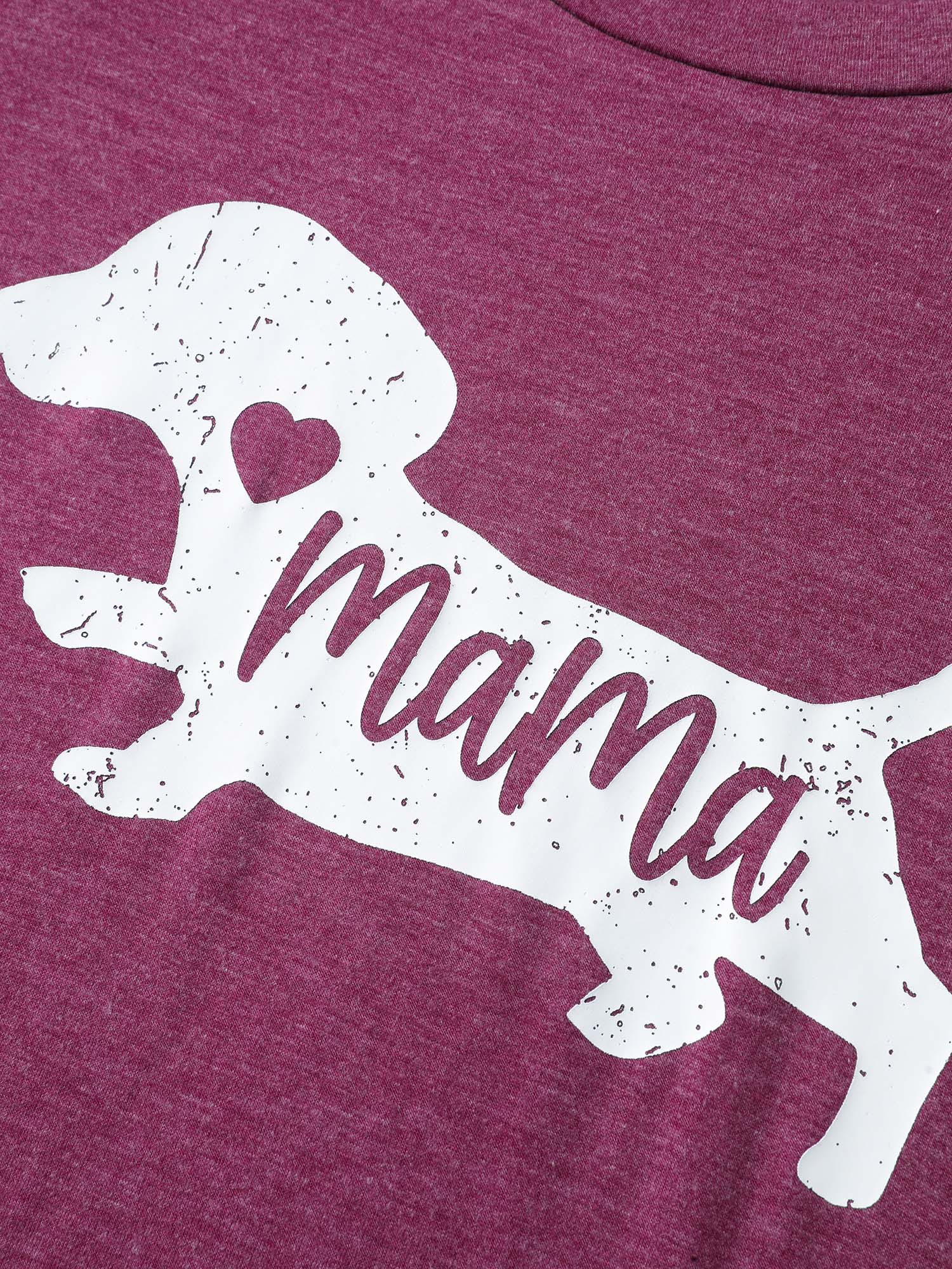 Side view of BloomChic Women's Plus Size Supersoft Cute Puppy Print Relaxed-Fit Tee Nightgown Burgundy 28/5X