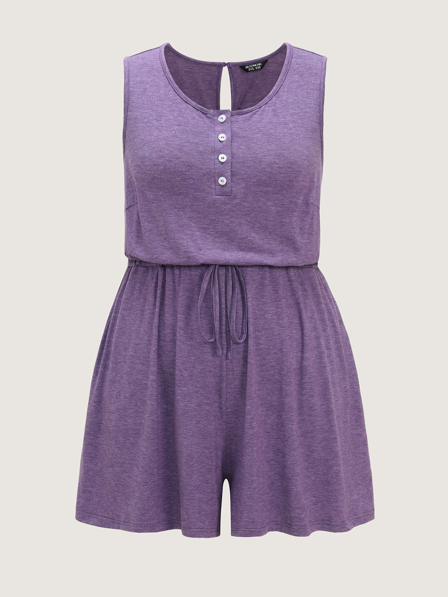 Side view of BloomChic Women's Plus Size Supersoft Stretchy Drawstring Waist Lounge Jumpsuit Mauve not graphics 18-20/2X
