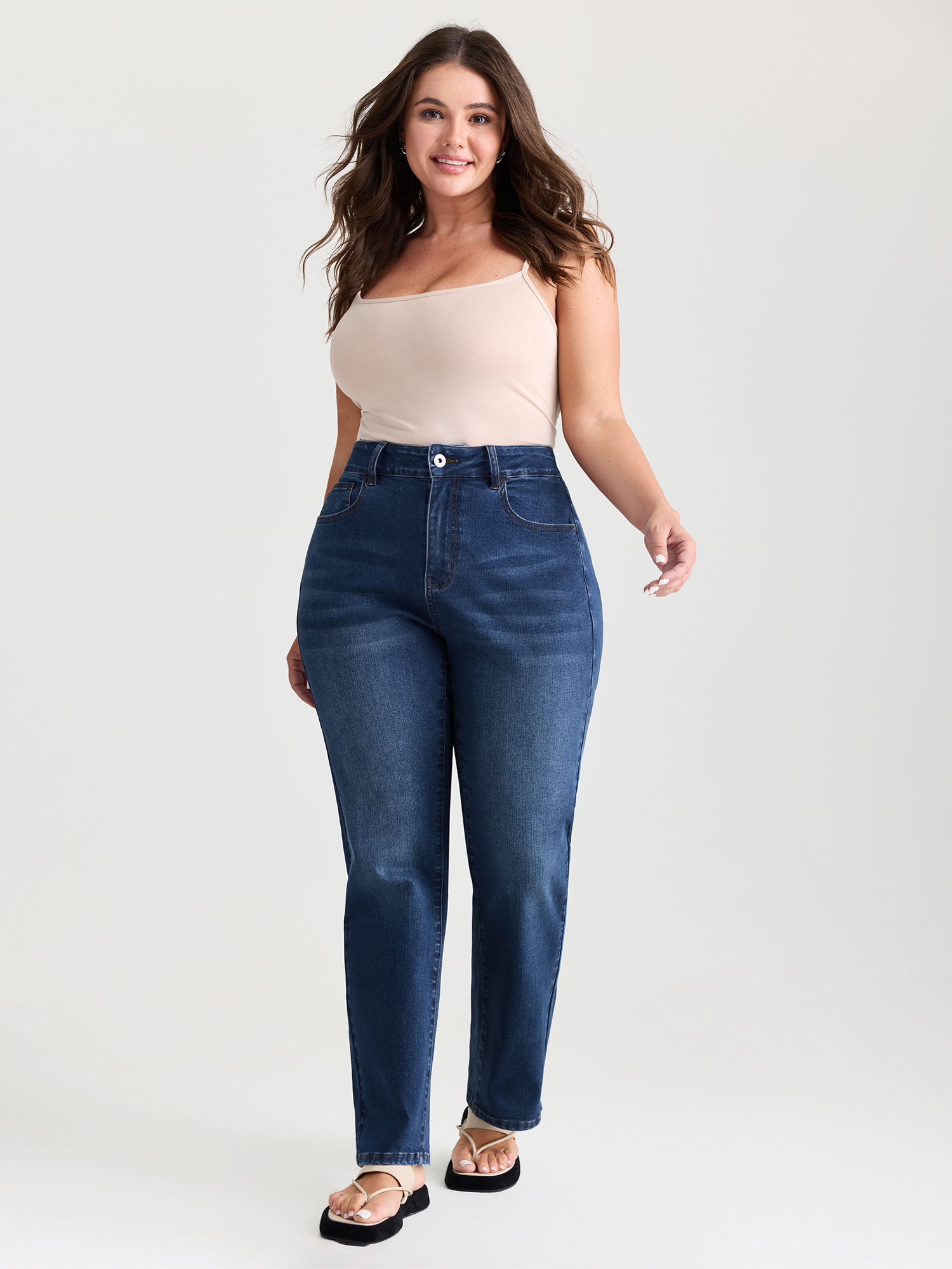 BloomChic Women's Plus Size Thigh-Friendly High-Rise Flared Jeans Denimindigo not graphics Non Flared High stretch 22/3X