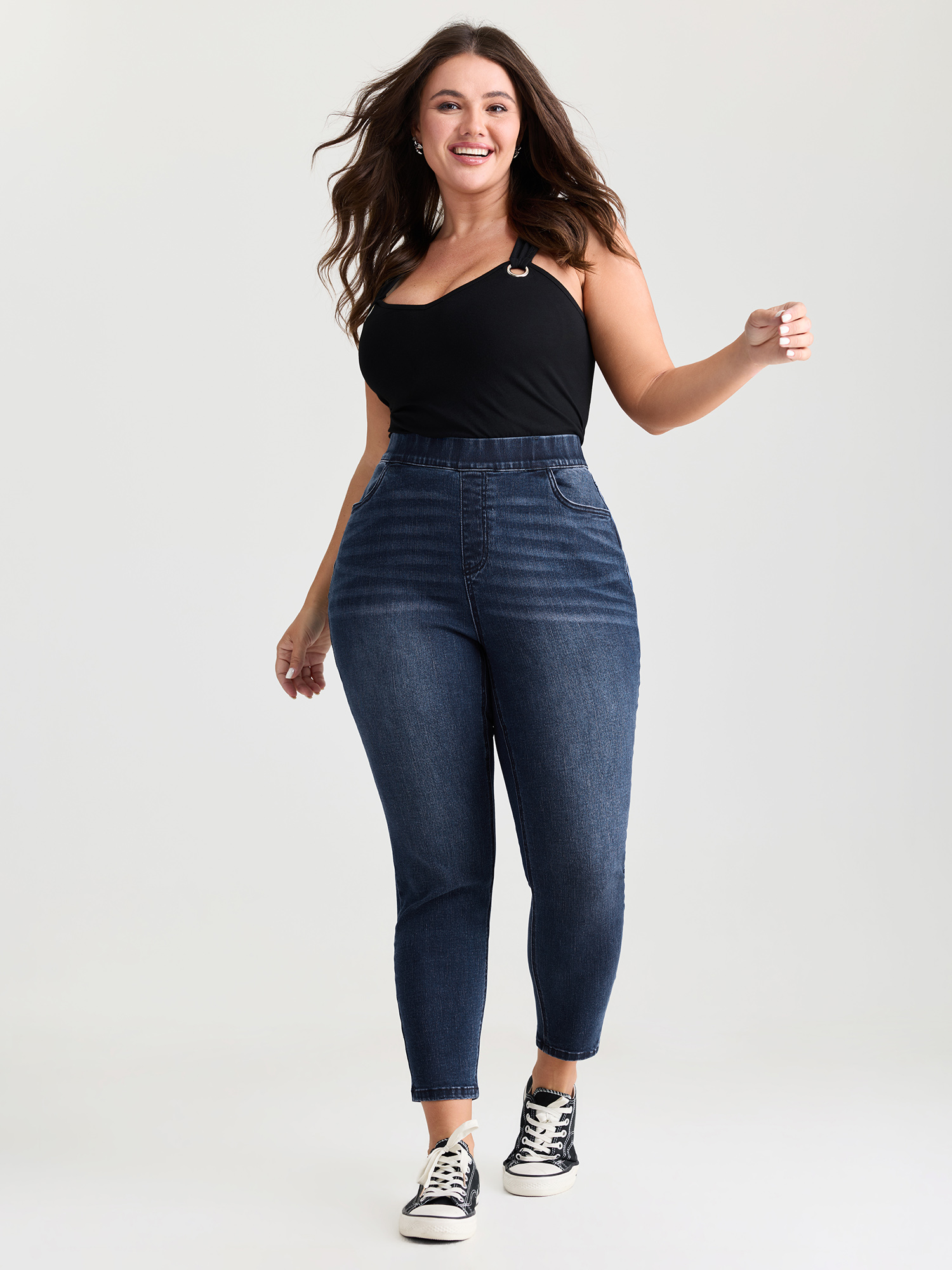 BloomChic Women's Plus Size Super Stretchy Pull-On Cropped Skinny-Fit Jeans Ocean Cavern not graphics Non Skinny fit High stretch 28/5X