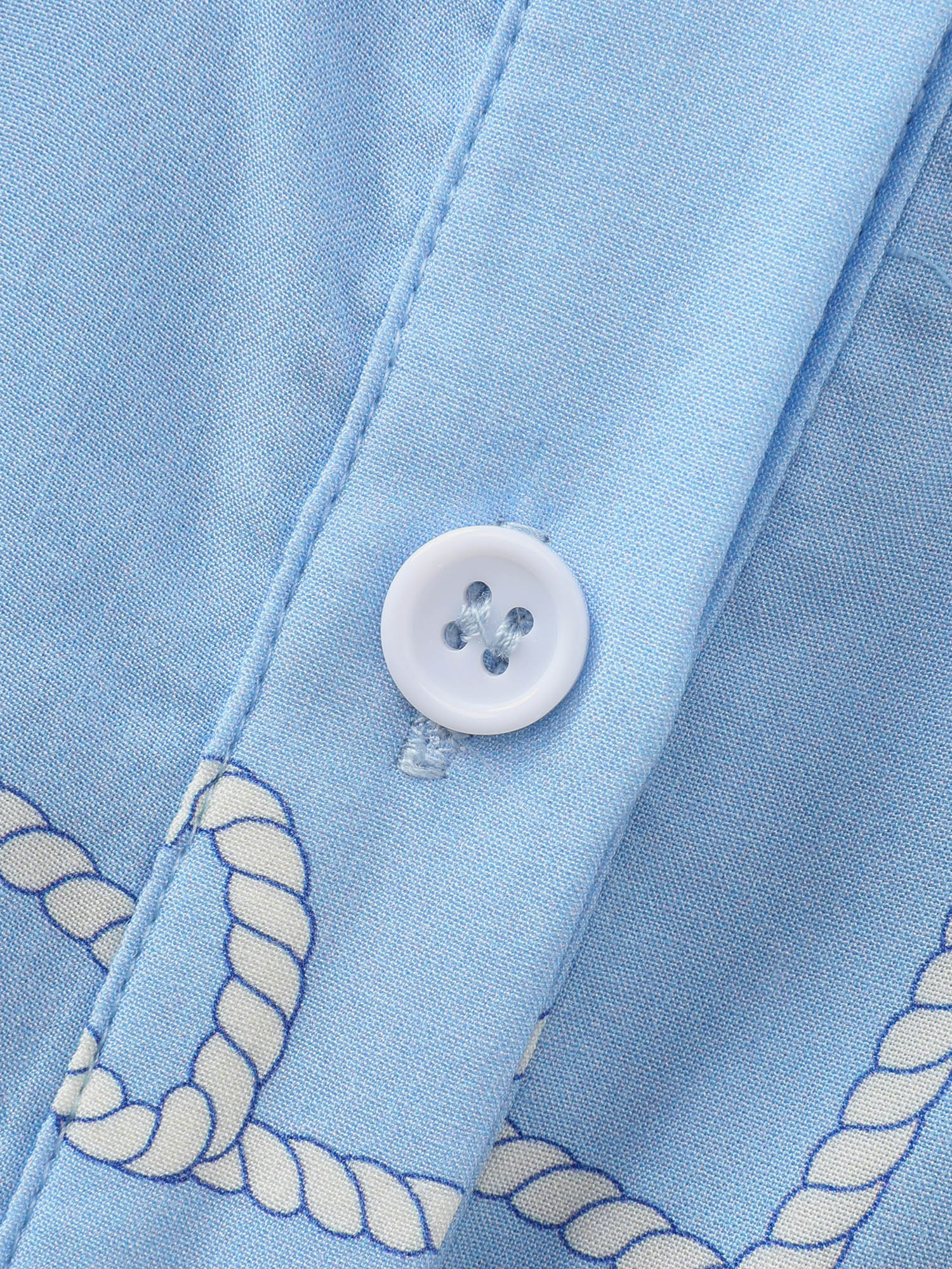 Side view of BloomChic Women's Plus Size Seashell Print Button Placket Lounge Jumpsuit LightBlue not graphics Maxi 26/4X