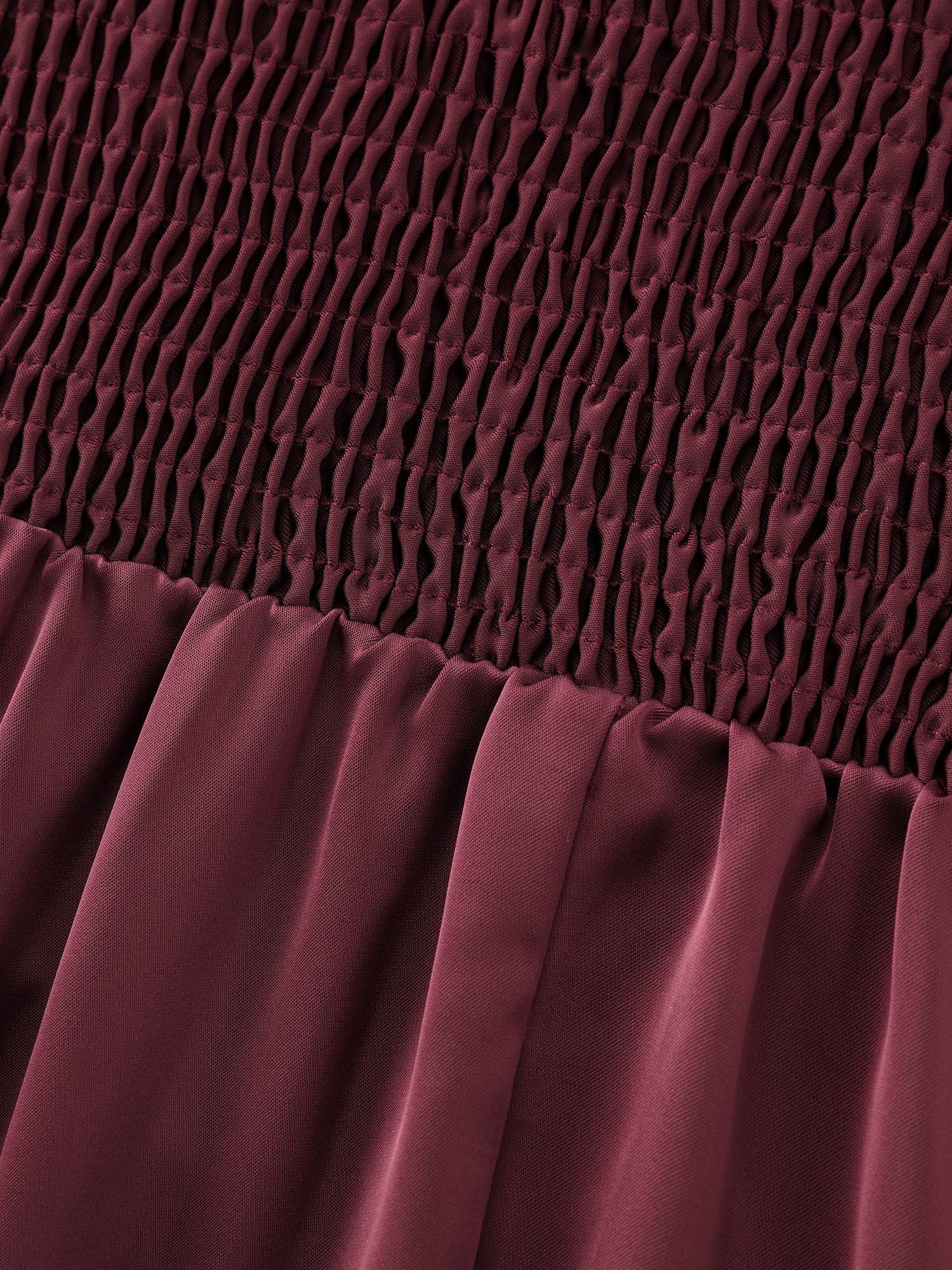 Side view of BloomChic Women's Plus Size Satin Square Neck Front Slit Slip Maxi Dress Deepred Party Maxi Smocked Square Neck 12/L