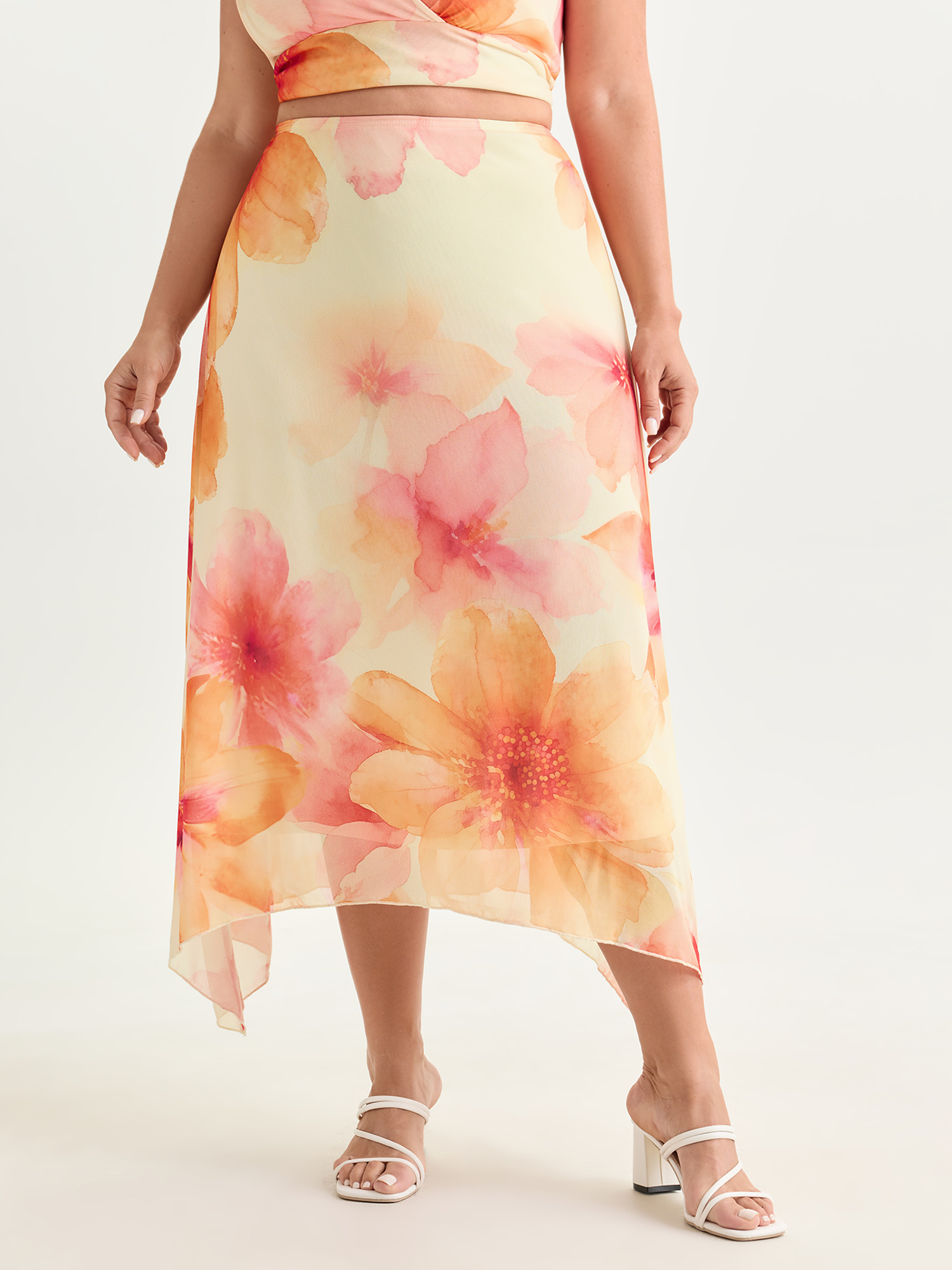 BloomChic Women's Plus Size Stretchy Large Floral Print Lace Maxi Skirt Amber Wrap / Overlap Skinny fit Everyday-Elegant 10/M