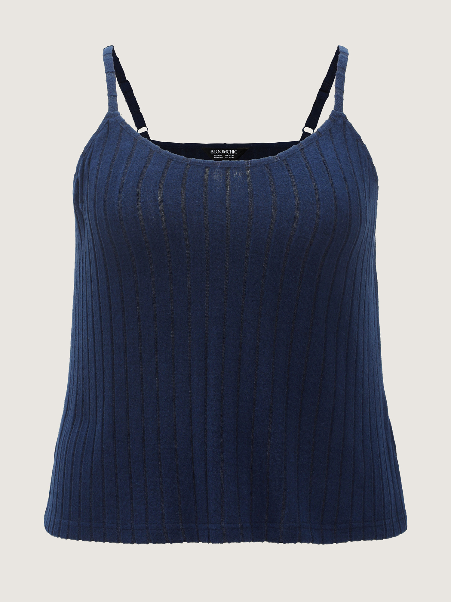 Side view of BloomChic Women's Plus Size Textured Stretchy Co-Ord Lounge Set Indigo Solid Sleeveless Non 18-20/2X