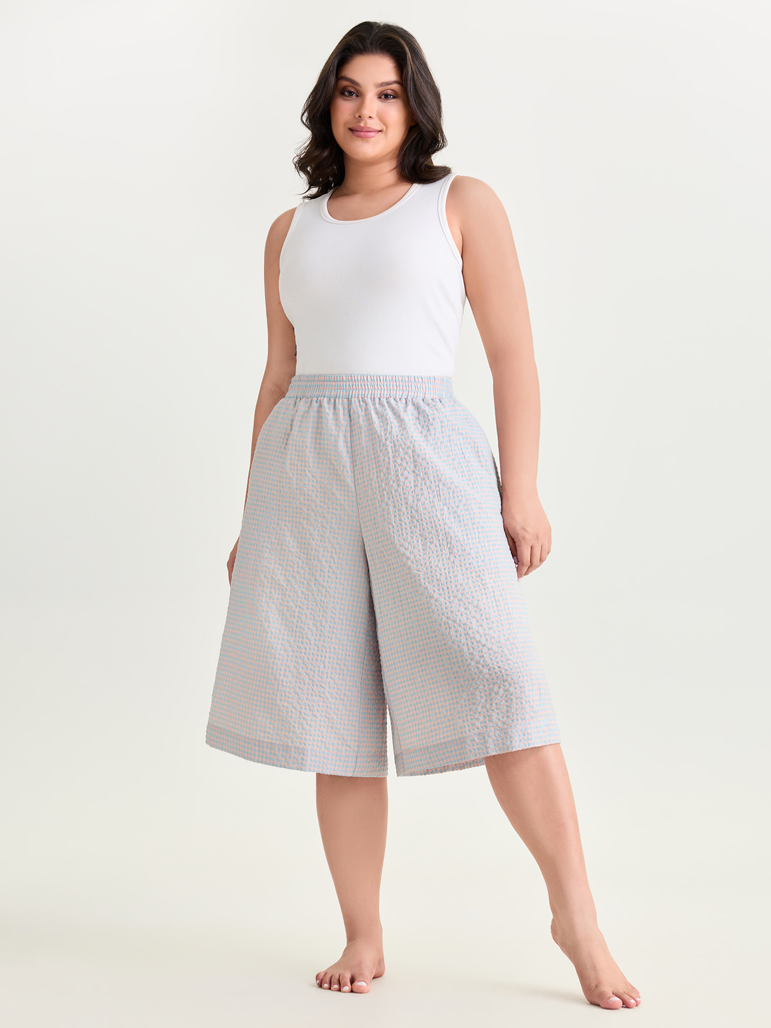BloomChic Women's Plus Size Cozy Wide-Leg Plain Cropped Lounge Pants Multicolor Capri 28/5X-image-48263720796330