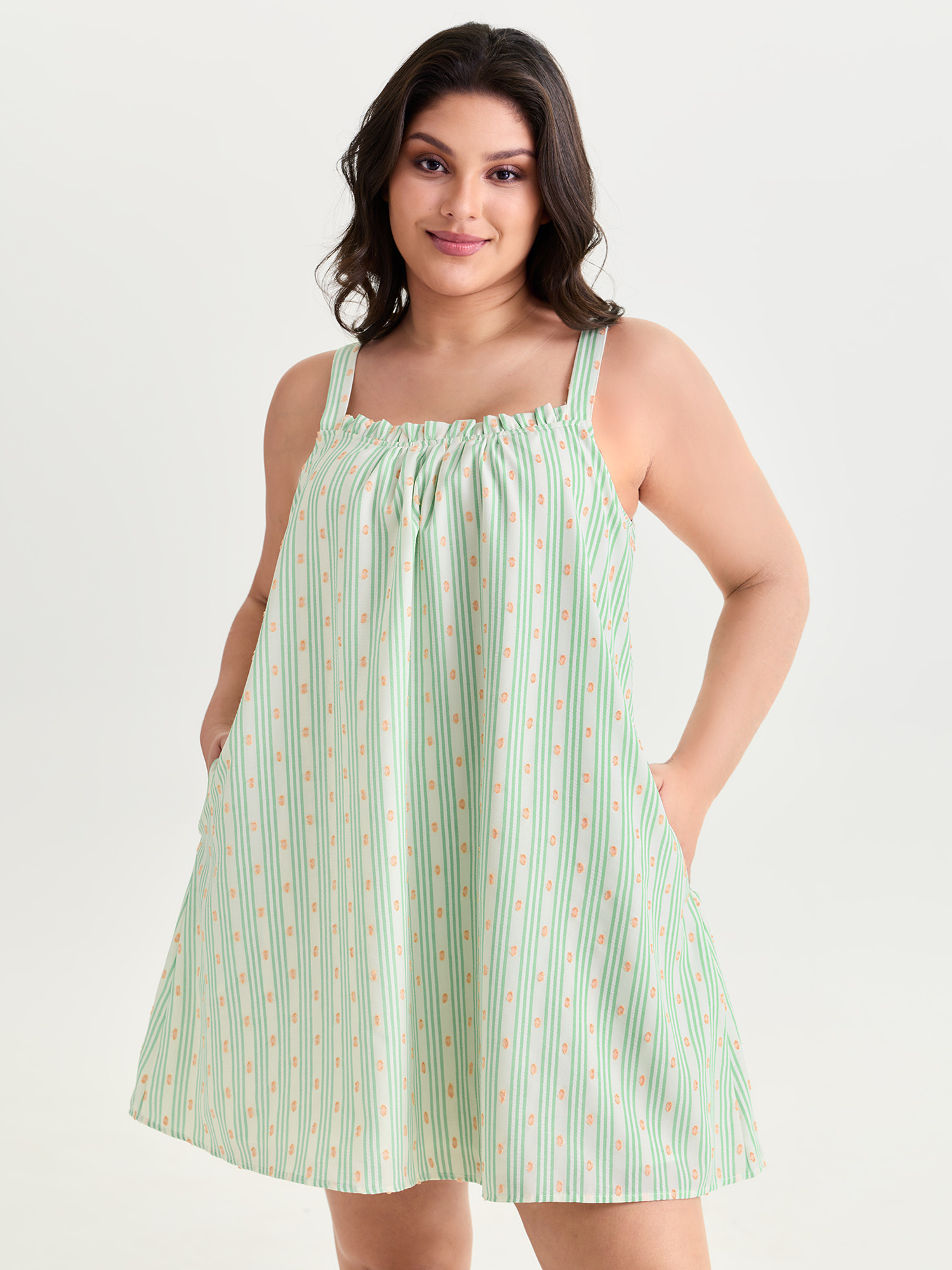 BloomChic Women's Plus Size Striped Print Relaxed-Fit Lounge Dress Turquoise not graphics Mini 14-16/1X-image-48274770722986