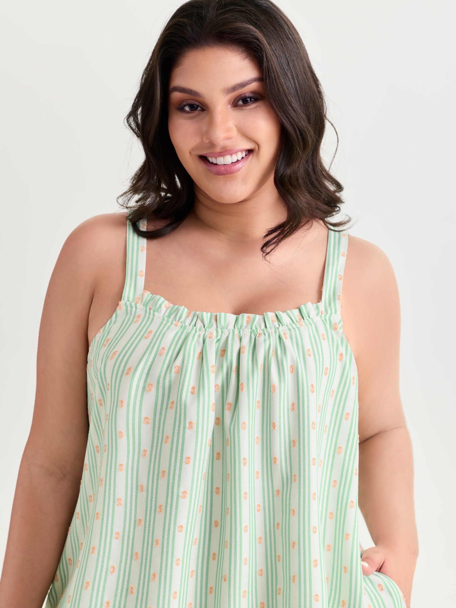 Side view of BloomChic Women's Plus Size Striped Print Relaxed-Fit Lounge Dress Turquoise not graphics Mini 14-16/1X