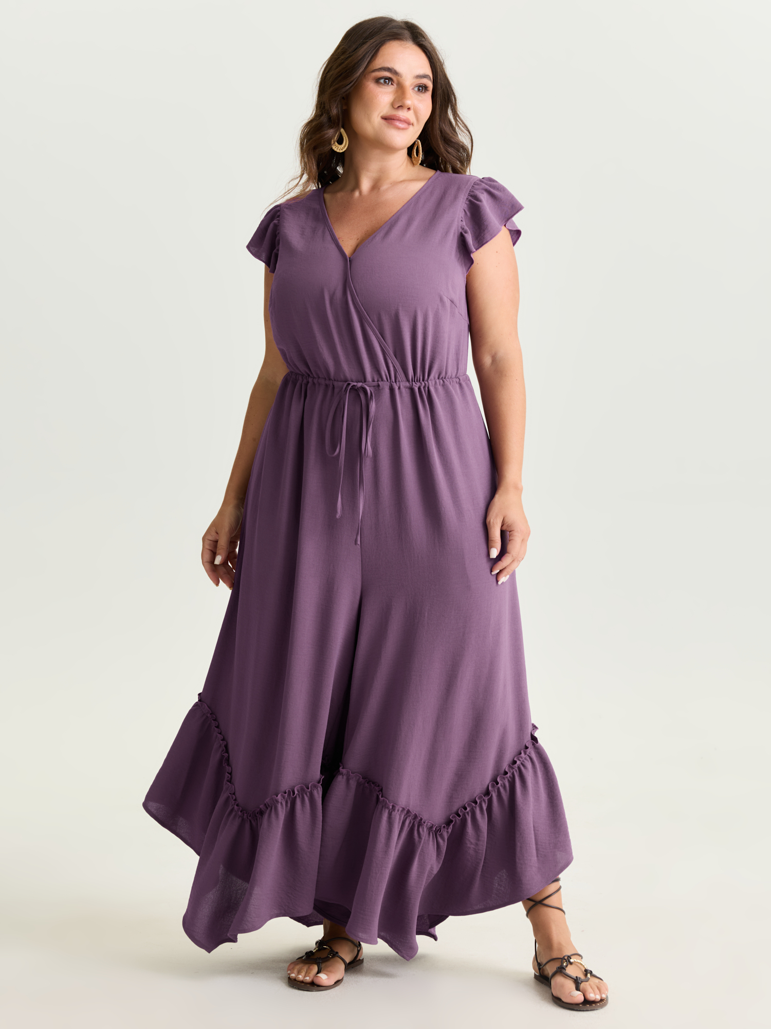 BloomChic Women's Plus Size Ruffled Drawstring Waist Flowy Jumpsuit Mauve Vacation 22-24/3X-image-48357161468074