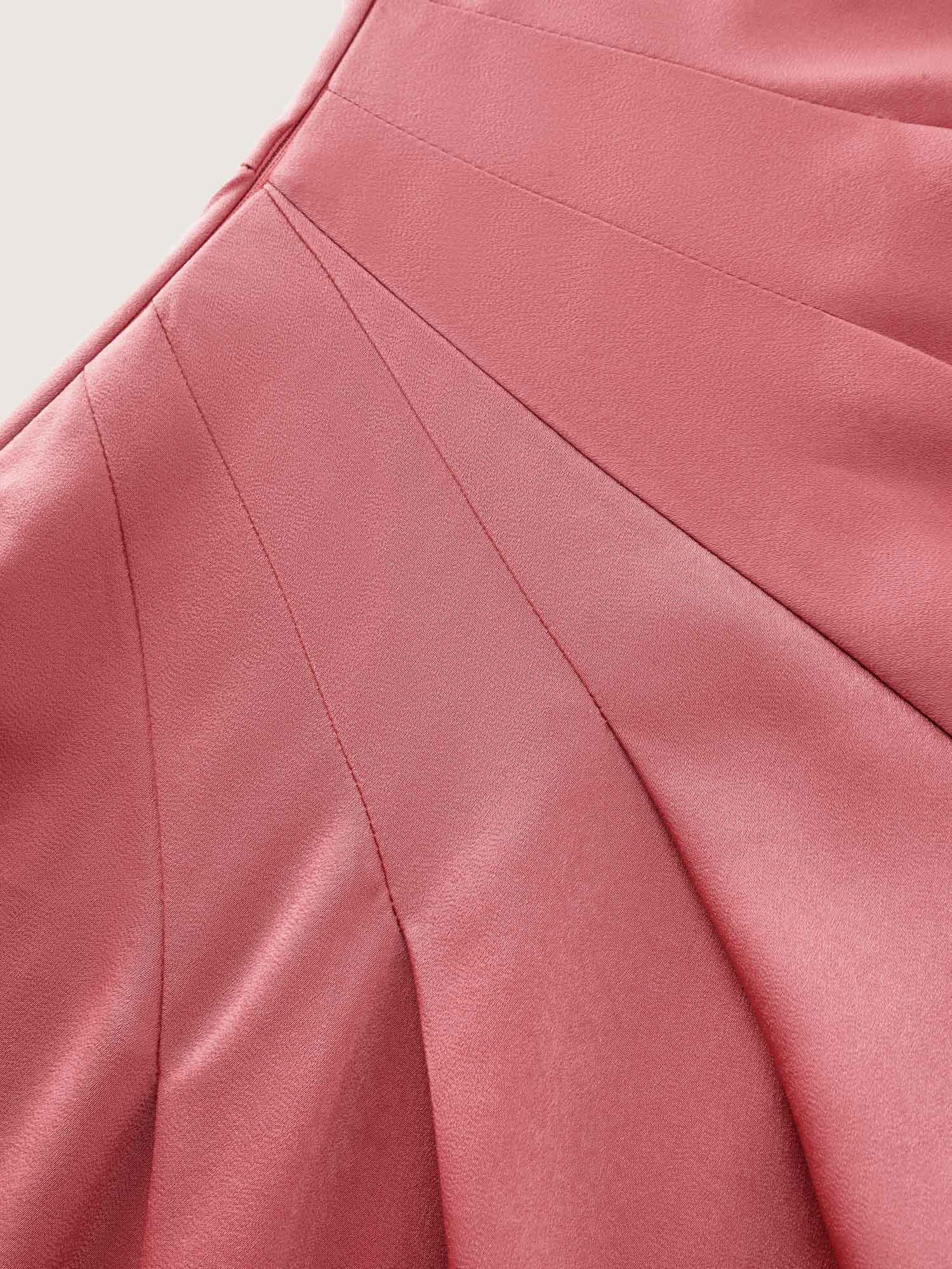 Side view of BloomChic Women's Plus Size One-Shoulder Draped Asymmetrical Hem Midi Dress Watermelon Party Maxi Asymmetrical Neckline 26/4X