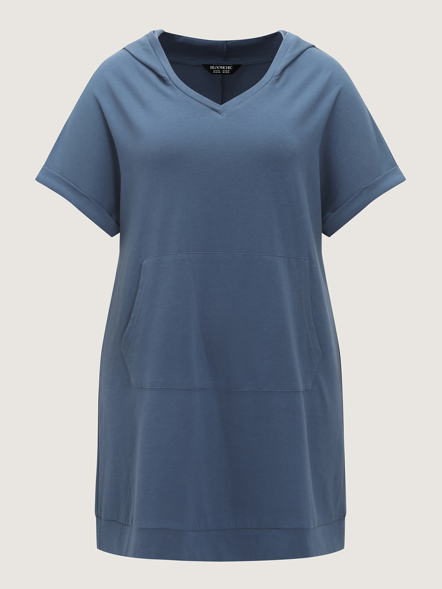 Side view of BloomChic Women's Plus Size Supersoft Stretchy Plain Lounge Dress Aegean not graphics Knee Length 14-16/1X