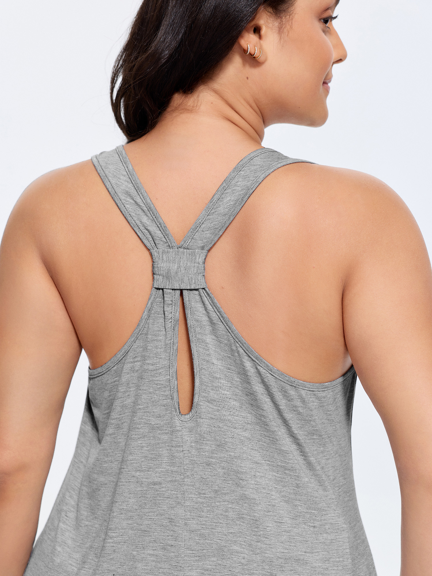 BloomChic Women's Plus Size Supersoft Stretchy Curvy Hem Plain Tank Top Mediumgray Everyday-Casual A-line U-Neck 12/L
