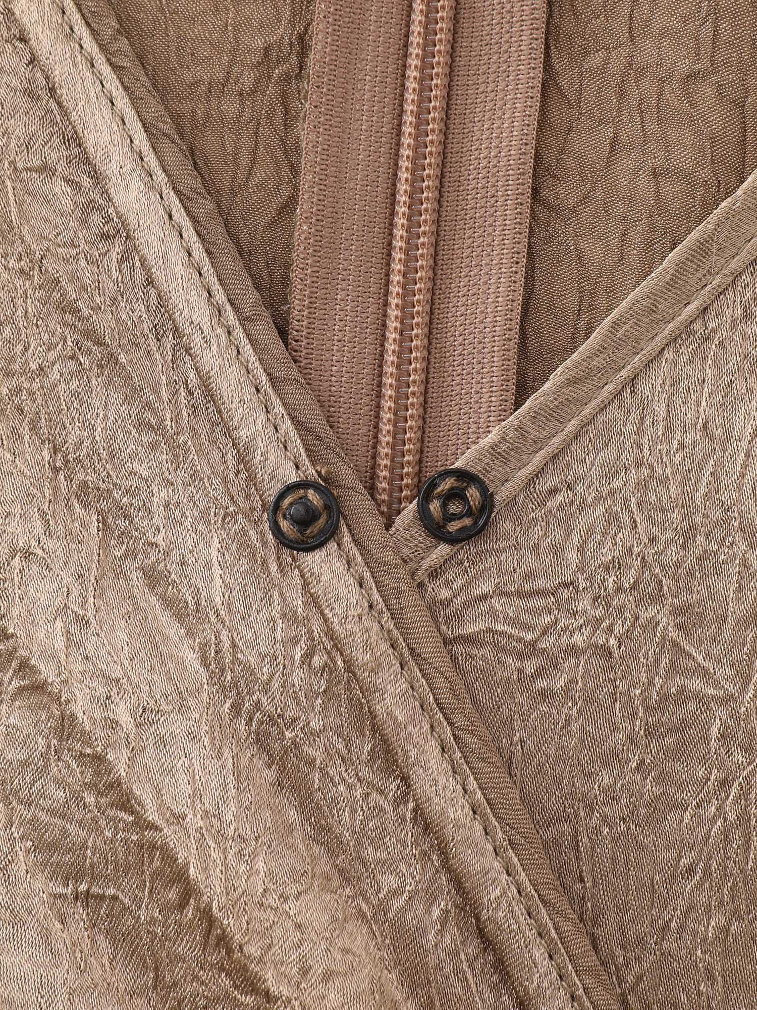 Side view of BloomChic Women's Plus Size Pleated Side-Tie Sleeveless Jumpsuit Bronze Party 18-20/2X