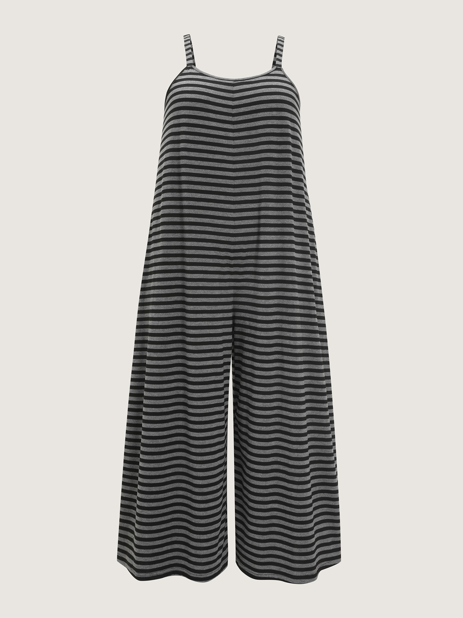 Side view of BloomChic Women's Plus Size Striped Print Relaxed-Fit Cami Jumpsuit DimGray Casual 30/6X