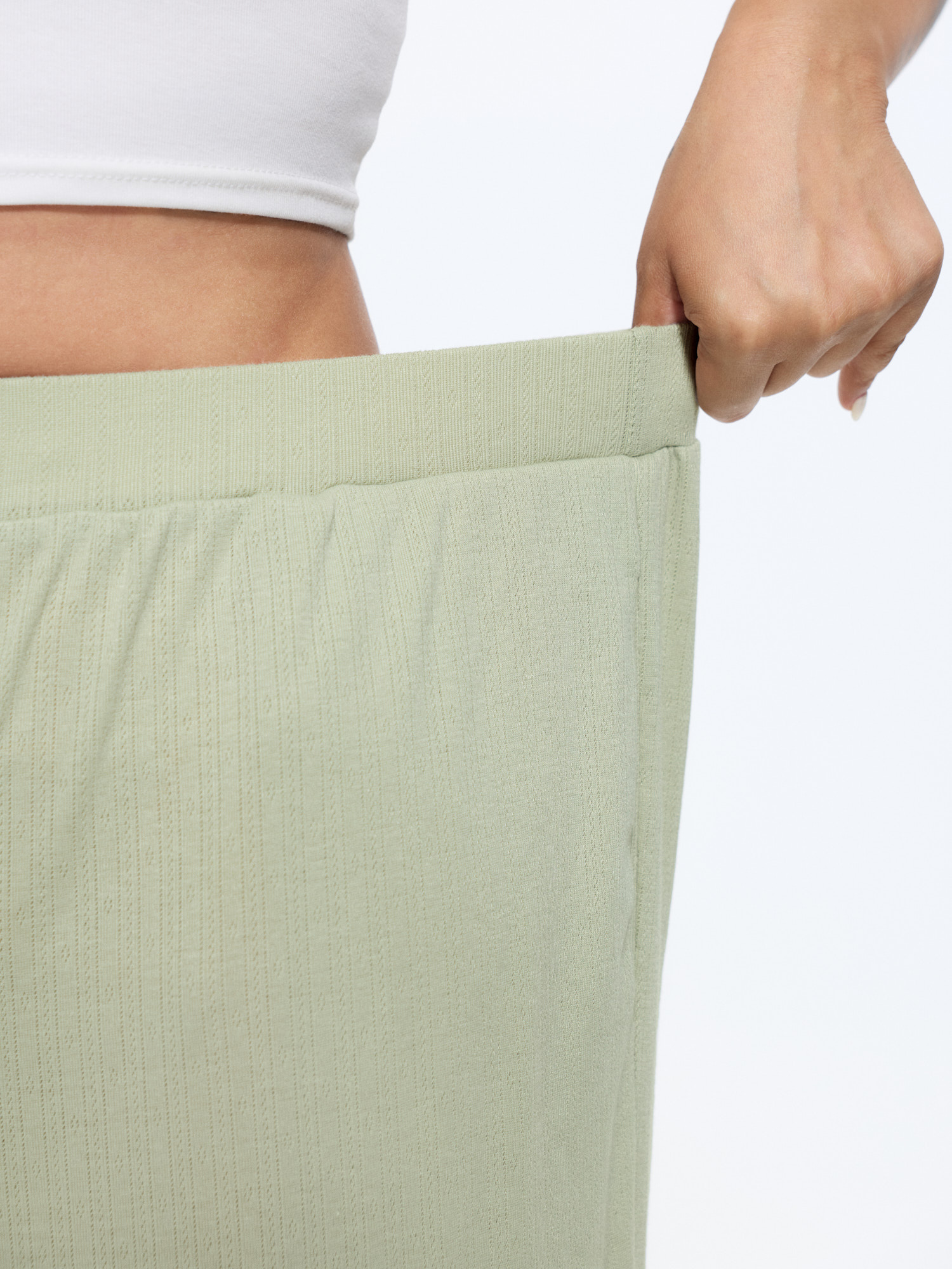 Side view of BloomChic Women's Plus Size Supersoft Cropped Lounge Bottoms DimGray 10/M