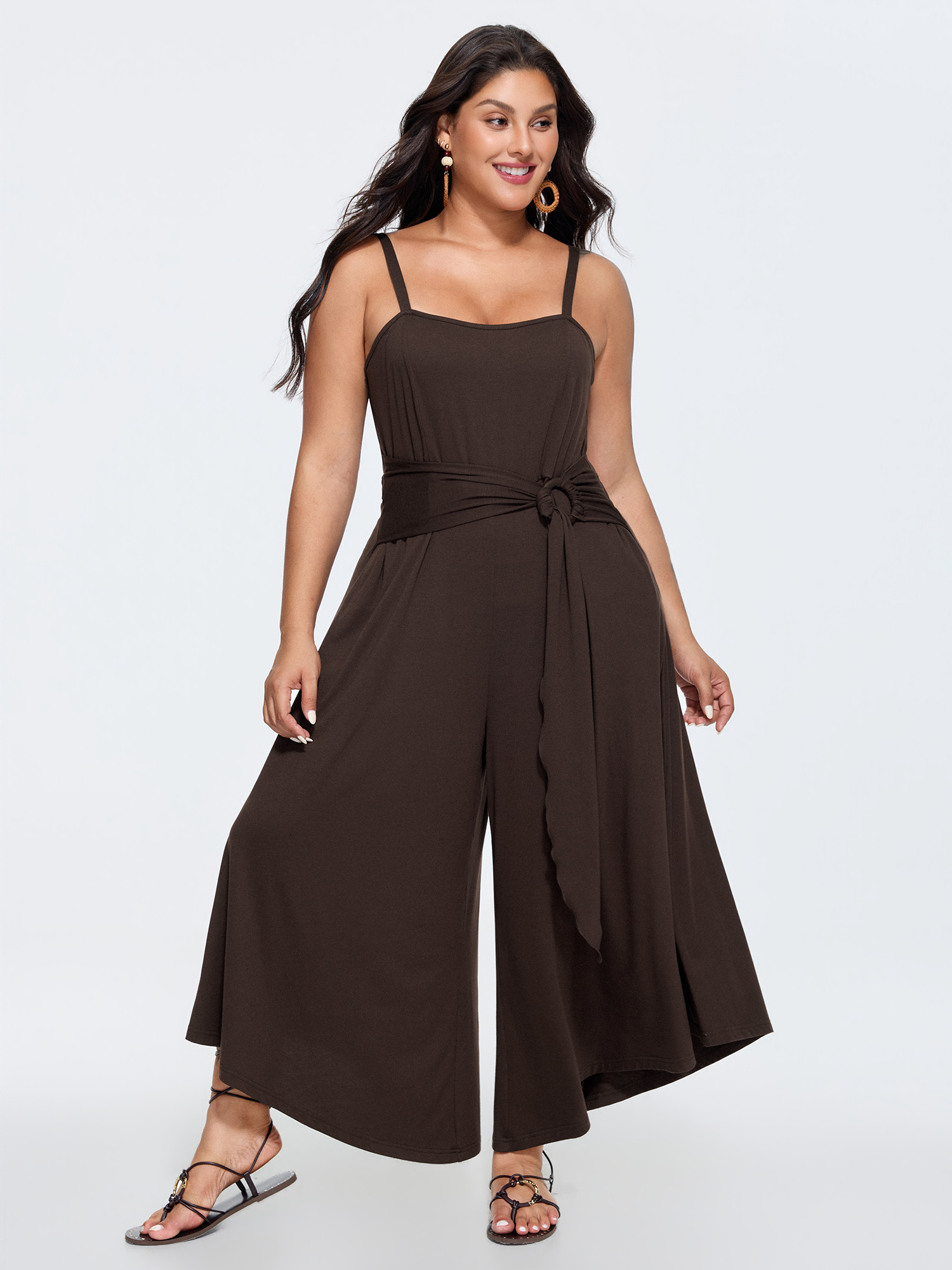 Bloomchic Supersoft Waist-tie Draped Jumpsuit In Multi