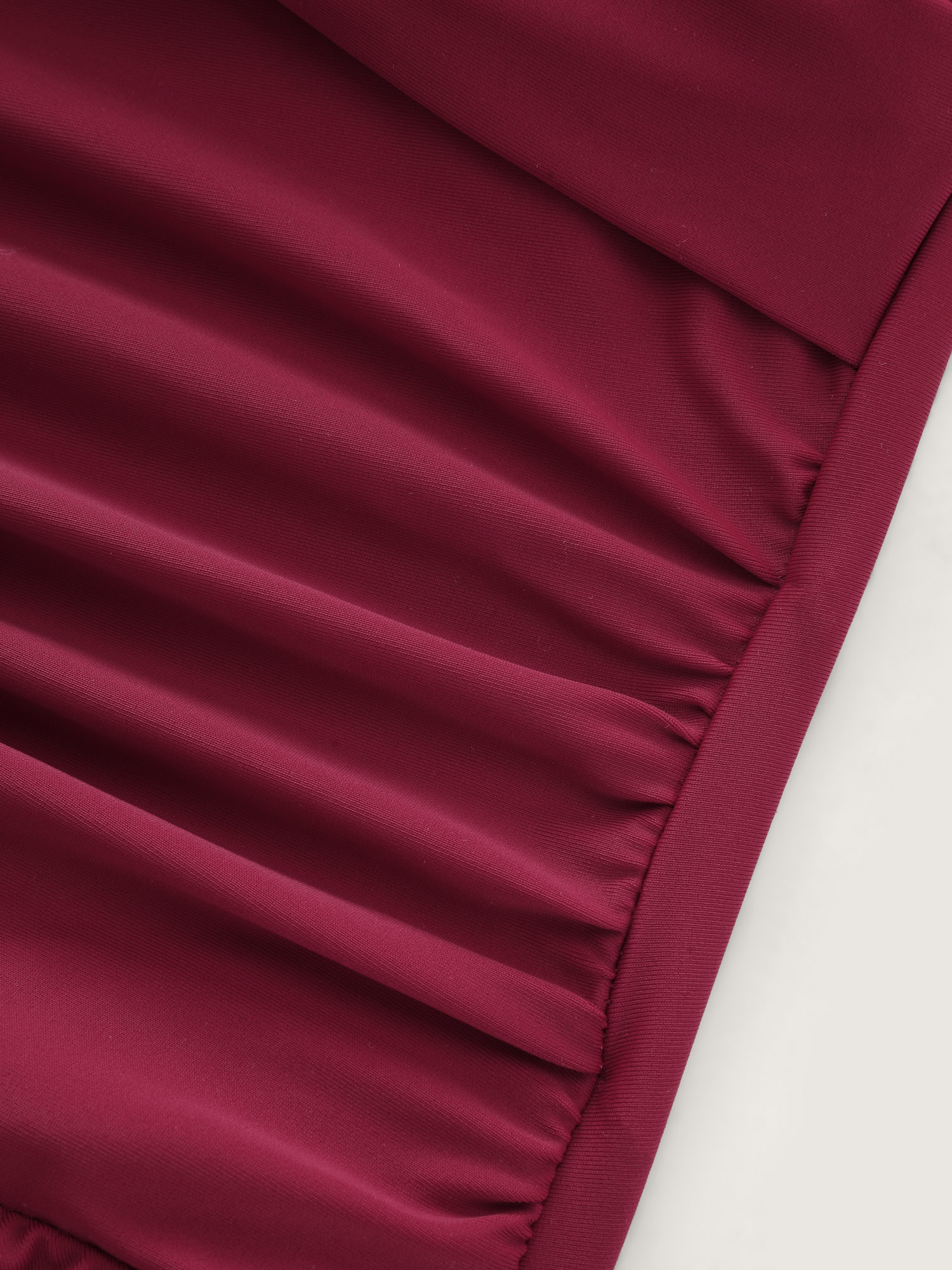 Side view of BloomChic Women's Plus Size Twist-Front Fit And Flare Swim Dress Russet Solid Ruffles Adjustable Straps 10/M