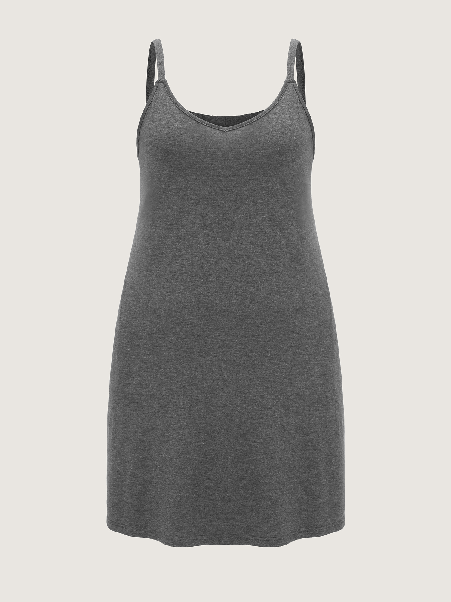 Side view of BloomChic Women's Plus Size Supersoft Adjustable Drawstring Relaxed-Fit Backless Lounge Dress DimGray Mini 10/M