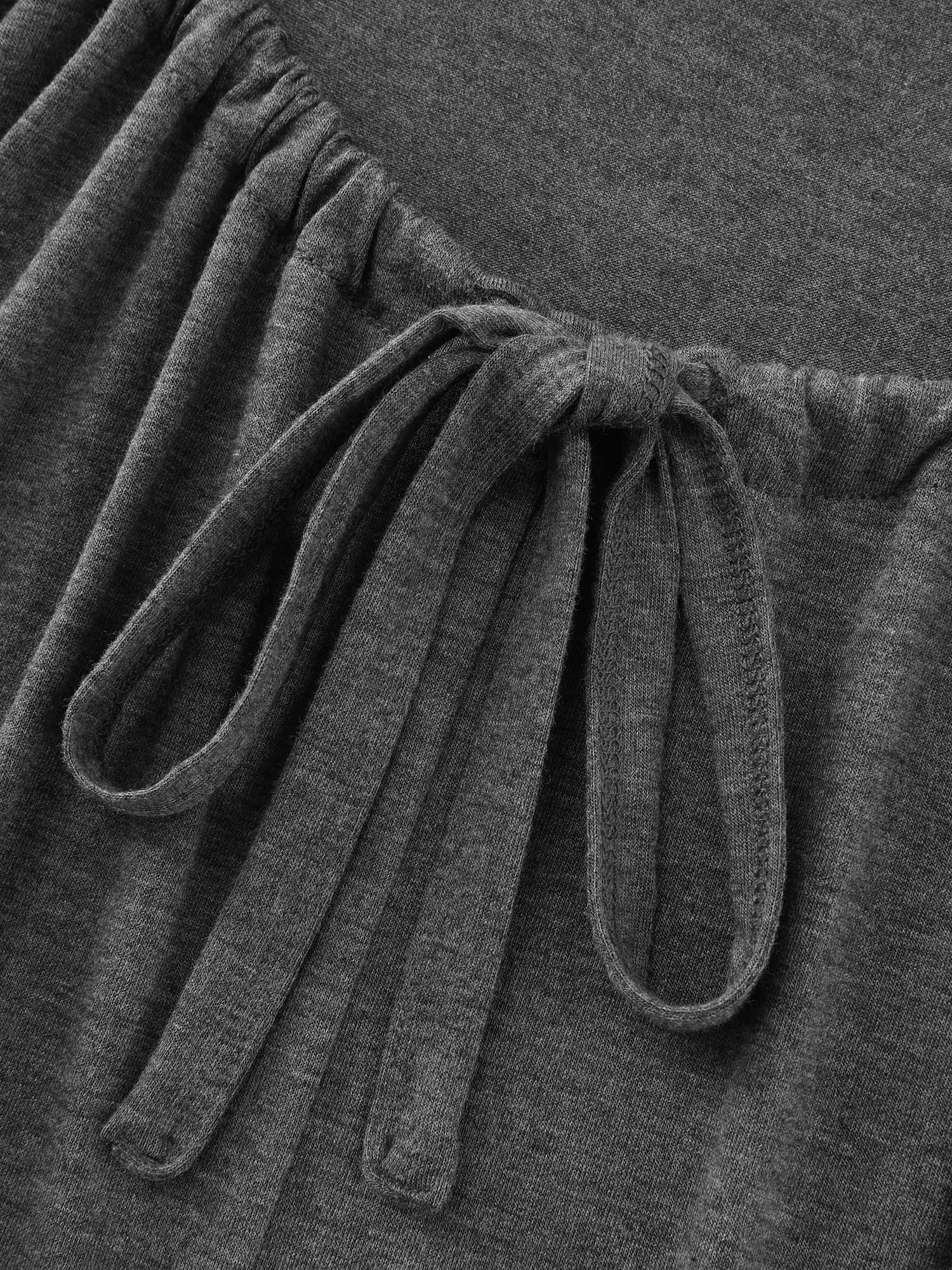 Side view of BloomChic Women's Plus Size Supersoft Adjustable Drawstring Relaxed-Fit Backless Lounge Dress DimGray Mini 10/M