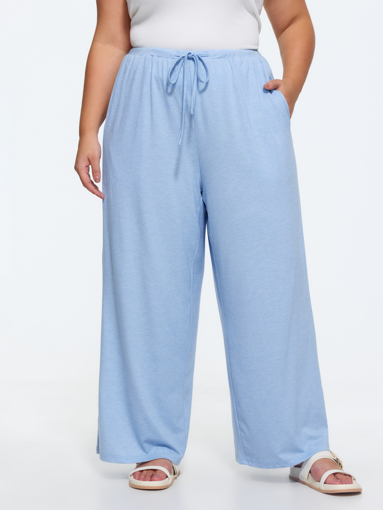 BloomChic Women's Plus Size Supersoft Drawstring Waist Plain Lounge Bottoms LightBlue 14-16/1X-image-48580946297002