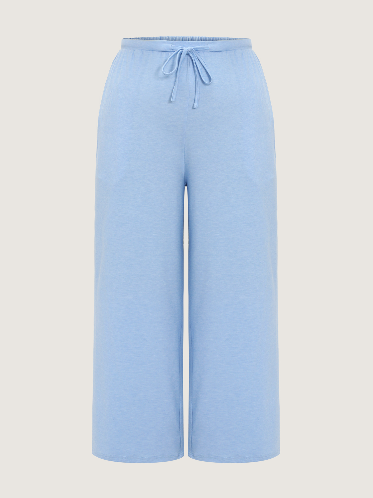 Side view of BloomChic Women's Plus Size Supersoft Drawstring Waist Plain Lounge Bottoms LightBlue 30/6X