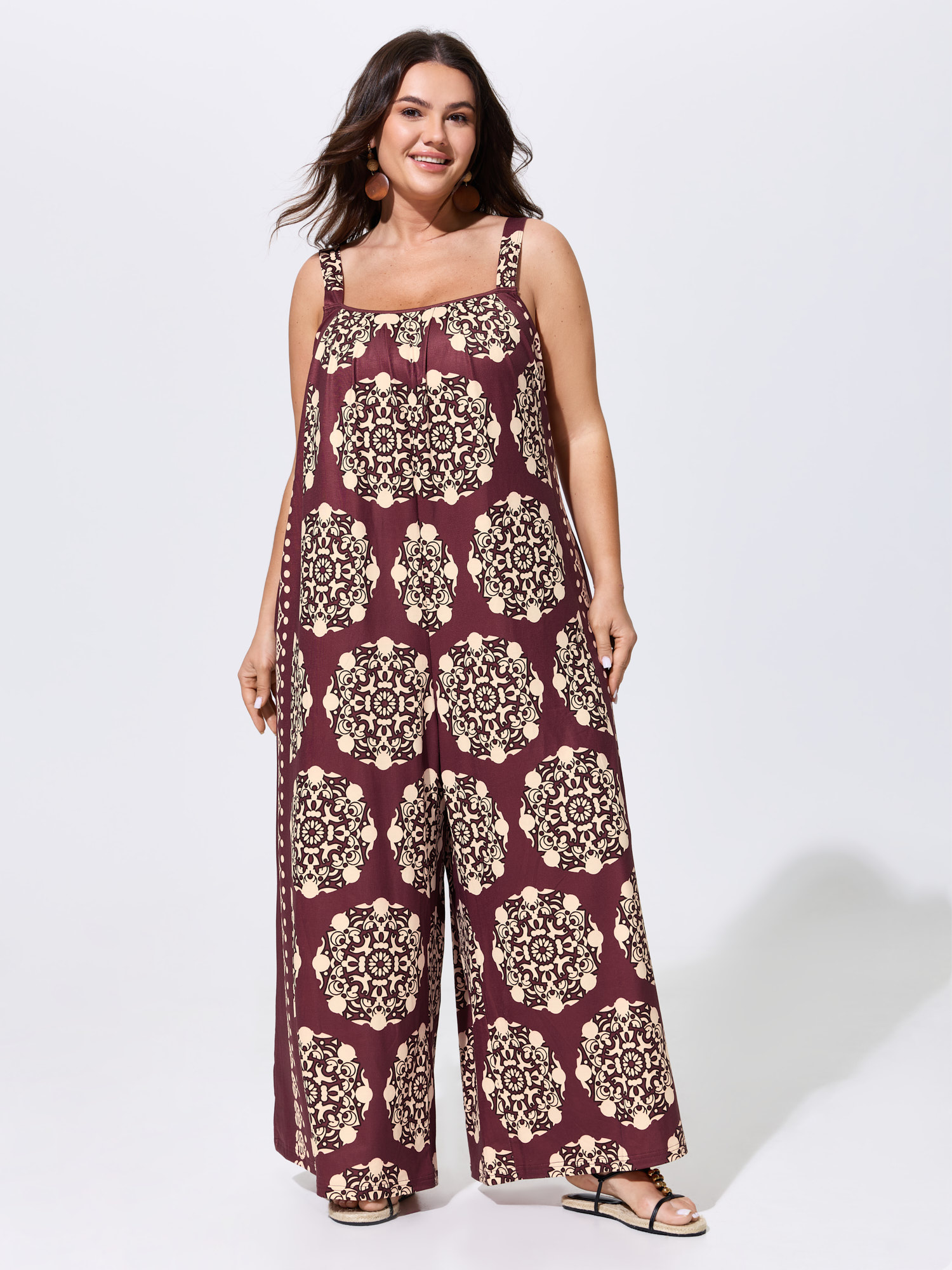BloomChic Women's Plus Size Sunkissed Stretchy Adjustable Strap Jumpsuit Plum Vacation 30/6X-image-48585347465386