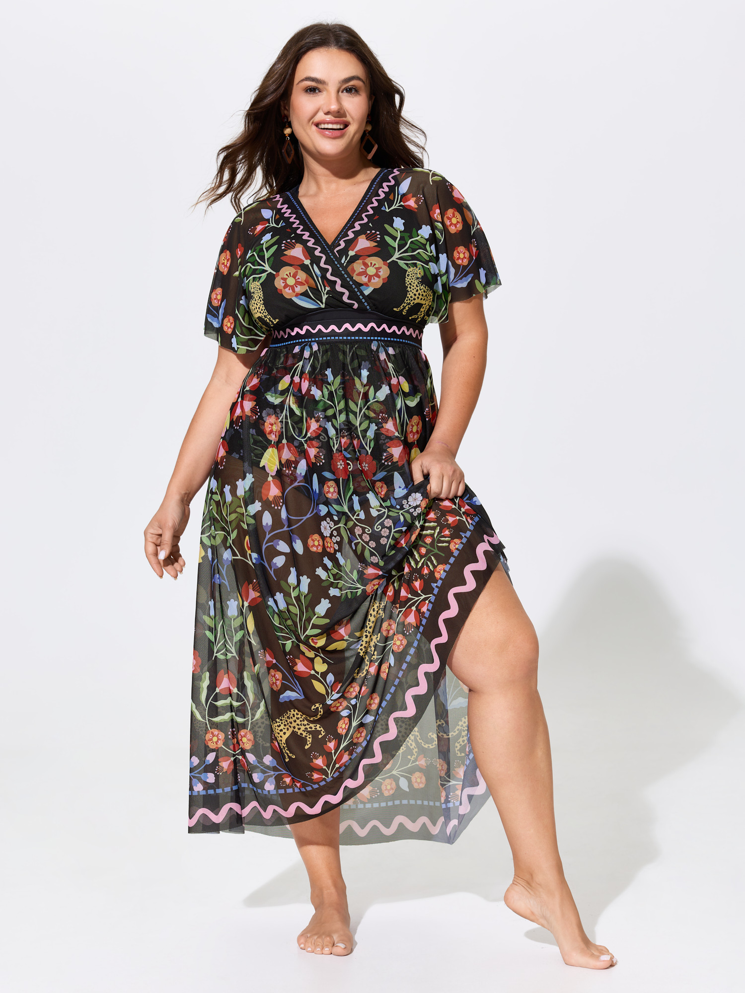Bloomchic Sarong Set Floral Print One-piece Swimsuit