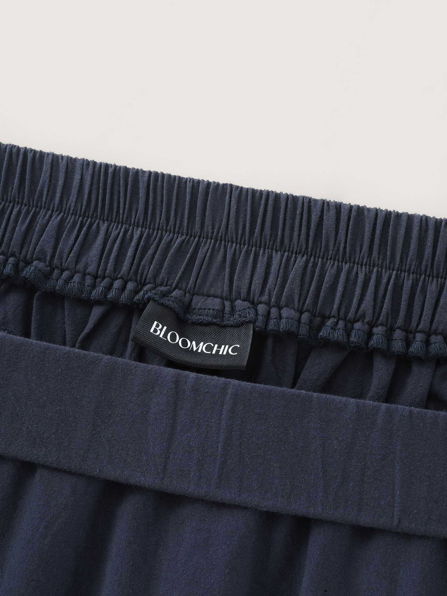 Side view of BloomChic Women's Plus Size Cotton Lace Trim Tiered Flowy Maxi Skirt Indigo Lace Trim Flared Casual 10/M