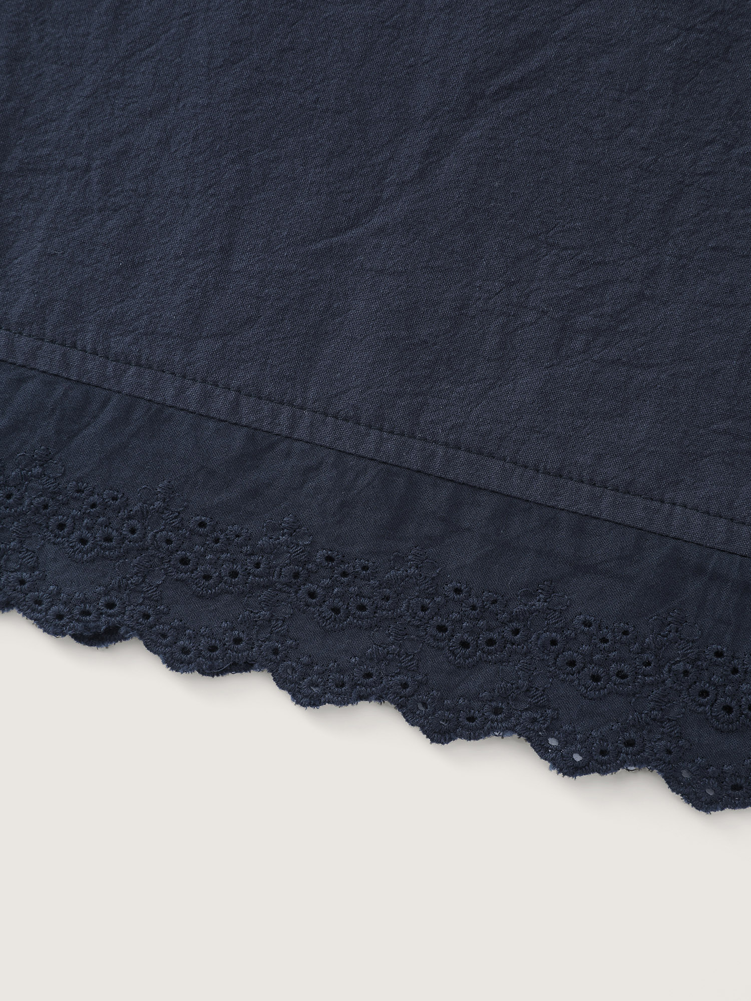 Side view of BloomChic Women's Plus Size Cotton Lace Trim Tiered Flowy Maxi Skirt Indigo Lace Trim Flared Casual 10/M