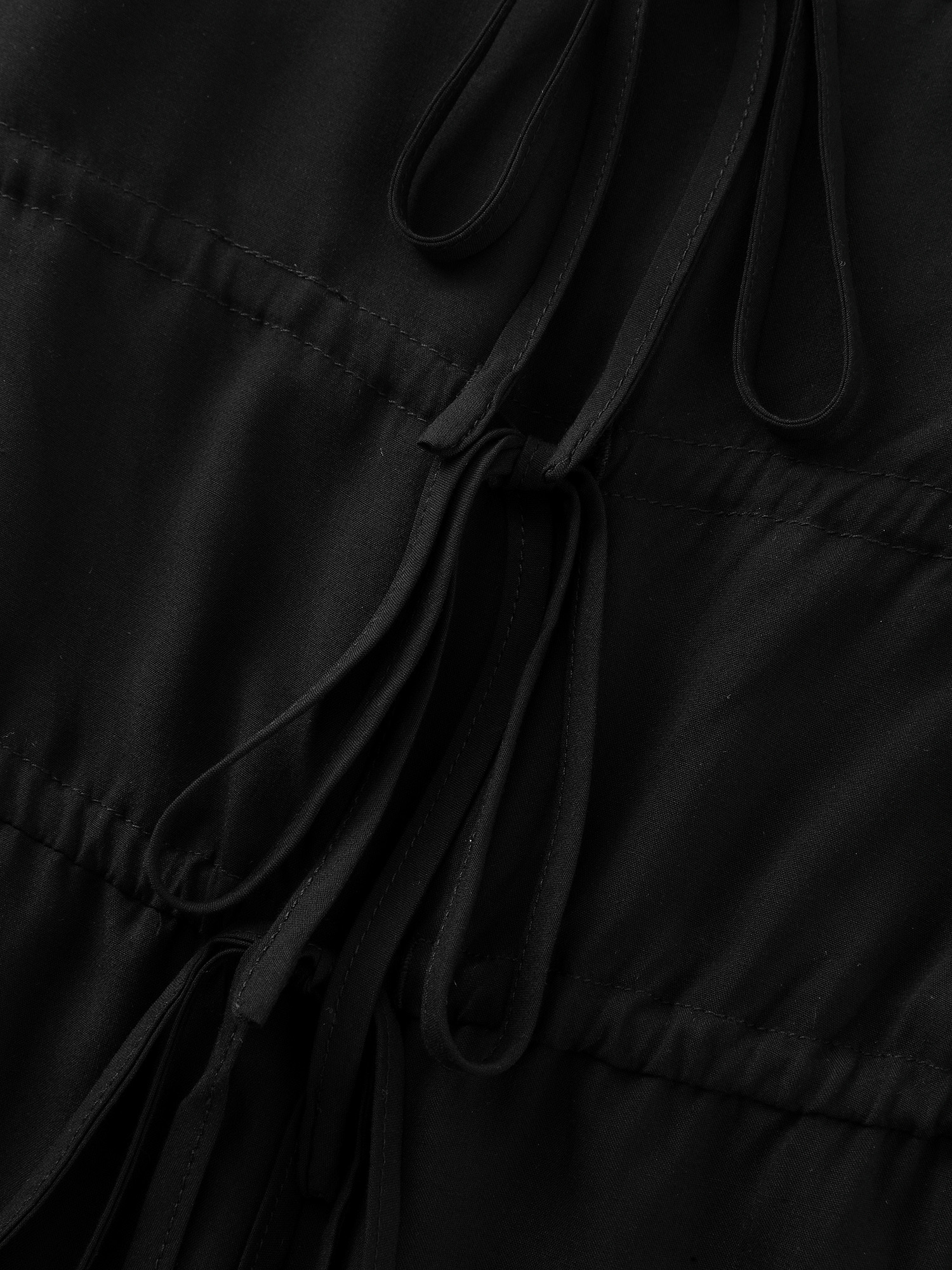 Bloomchic Ruffle Drawstring Bust Elastic Romper In Black