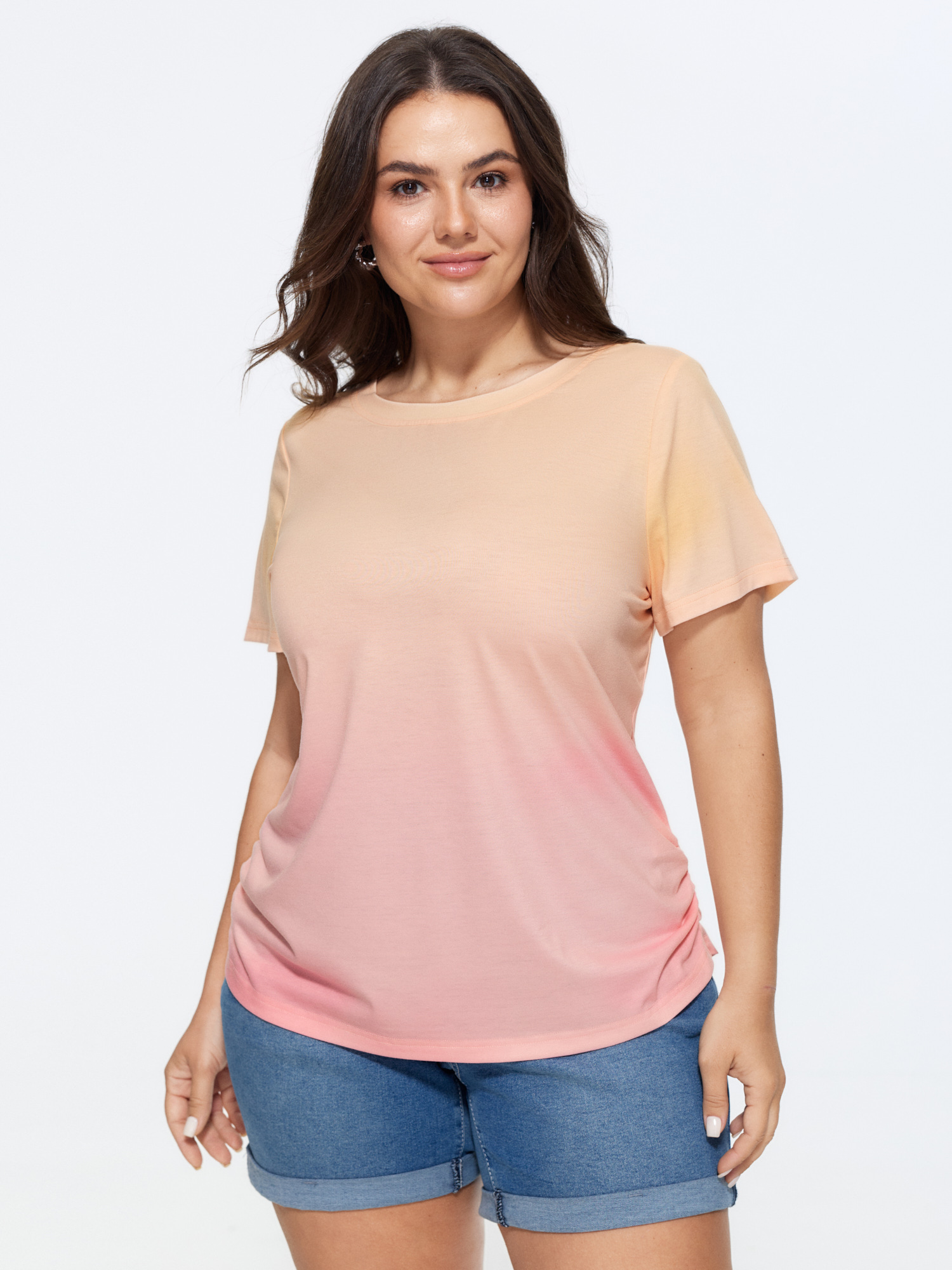 Bloomchic Supersoft Gradient Blend Round Neck T-shirt In Multicolor