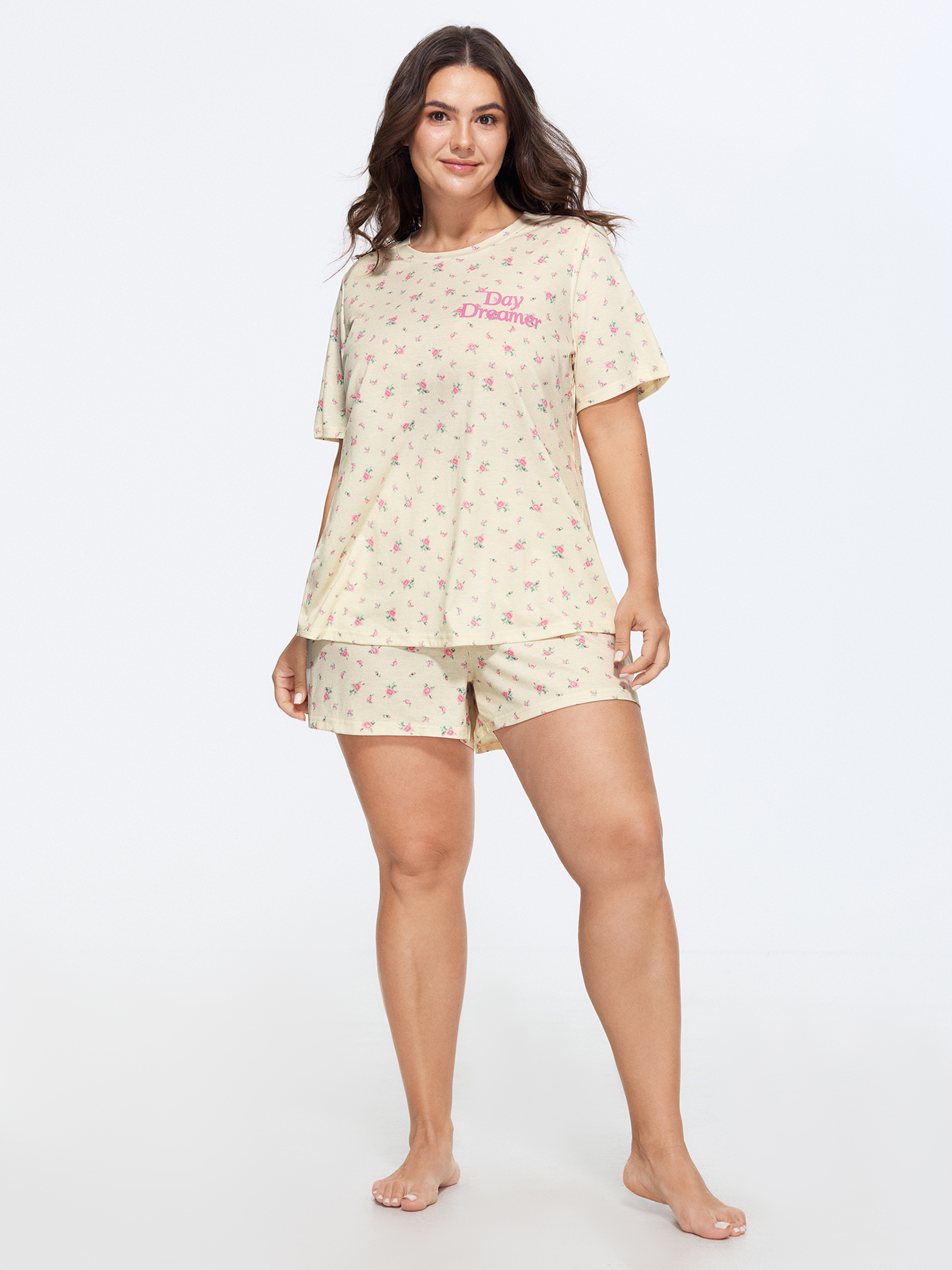BloomChic Women's Plus Size Day Dreamer Stretchy Pajama Set Ivory Text 28/5X-image-48767596593322