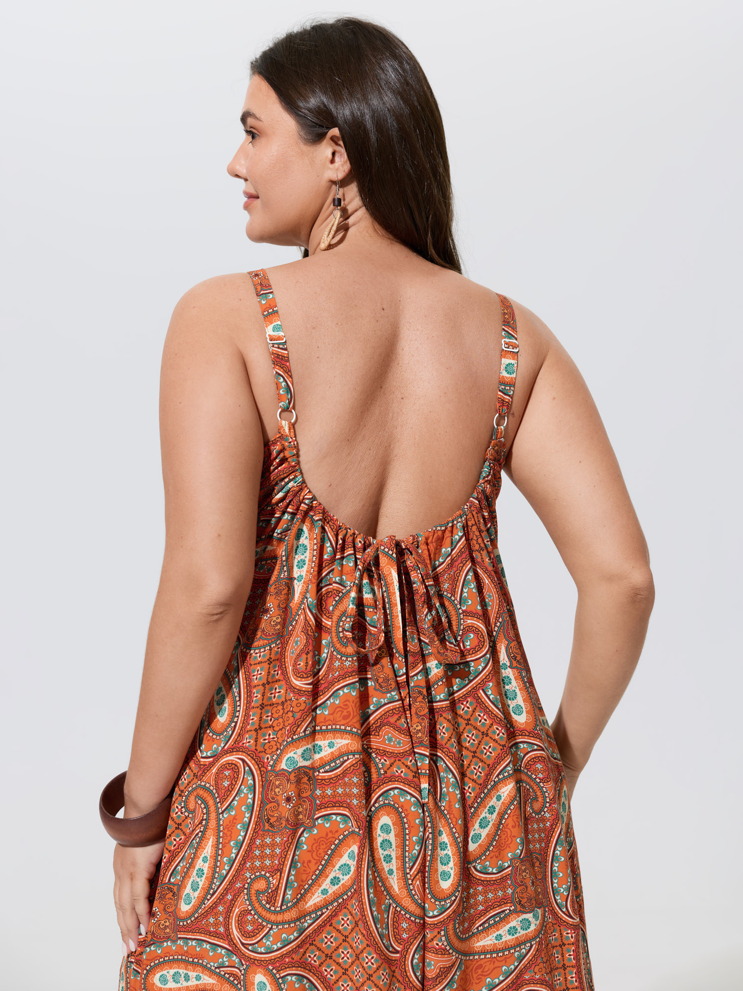 BloomChic Women's Plus Size Paisley Print Backless Sleeveless Jumpsuit Brightorange Vacation Relaxed Fit 14-16/1X-image-48767600492714