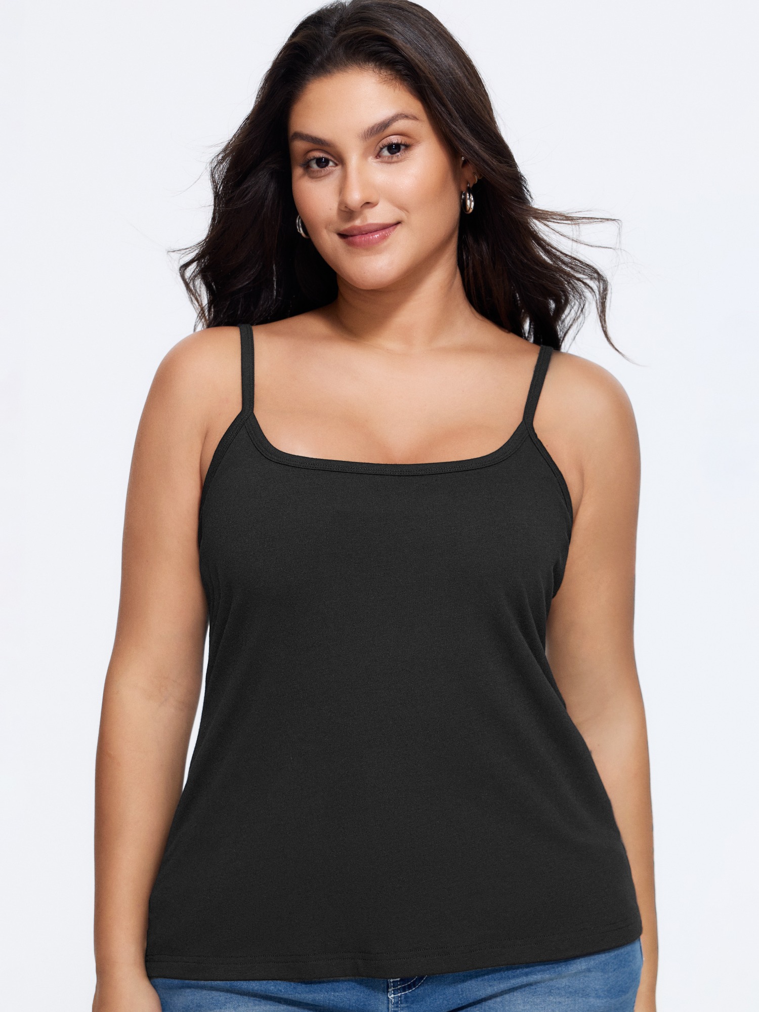BloomChic Women's Plus Size Supersoft Supportive Bra Stretchy Tank Top Black Everyday-Casual Fitted Fit & Flare Off-Shoulder 18-20/2X