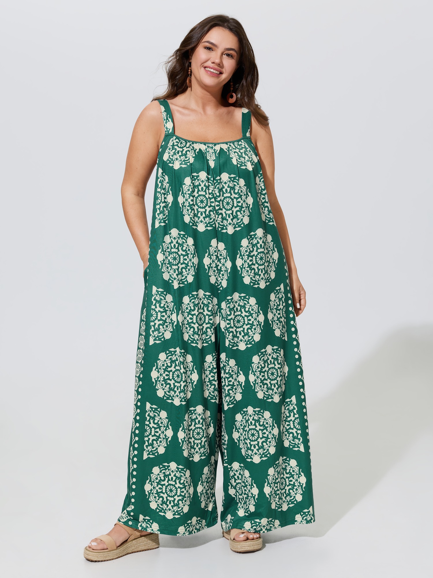 BloomChic Plus Size Sunkissed Stretchy Adjustable Strap Jumpsuit - Curve Women's Teal Playsuit - Comfort Midsection Fit Wide leg Jumpsuits 26-28/3X