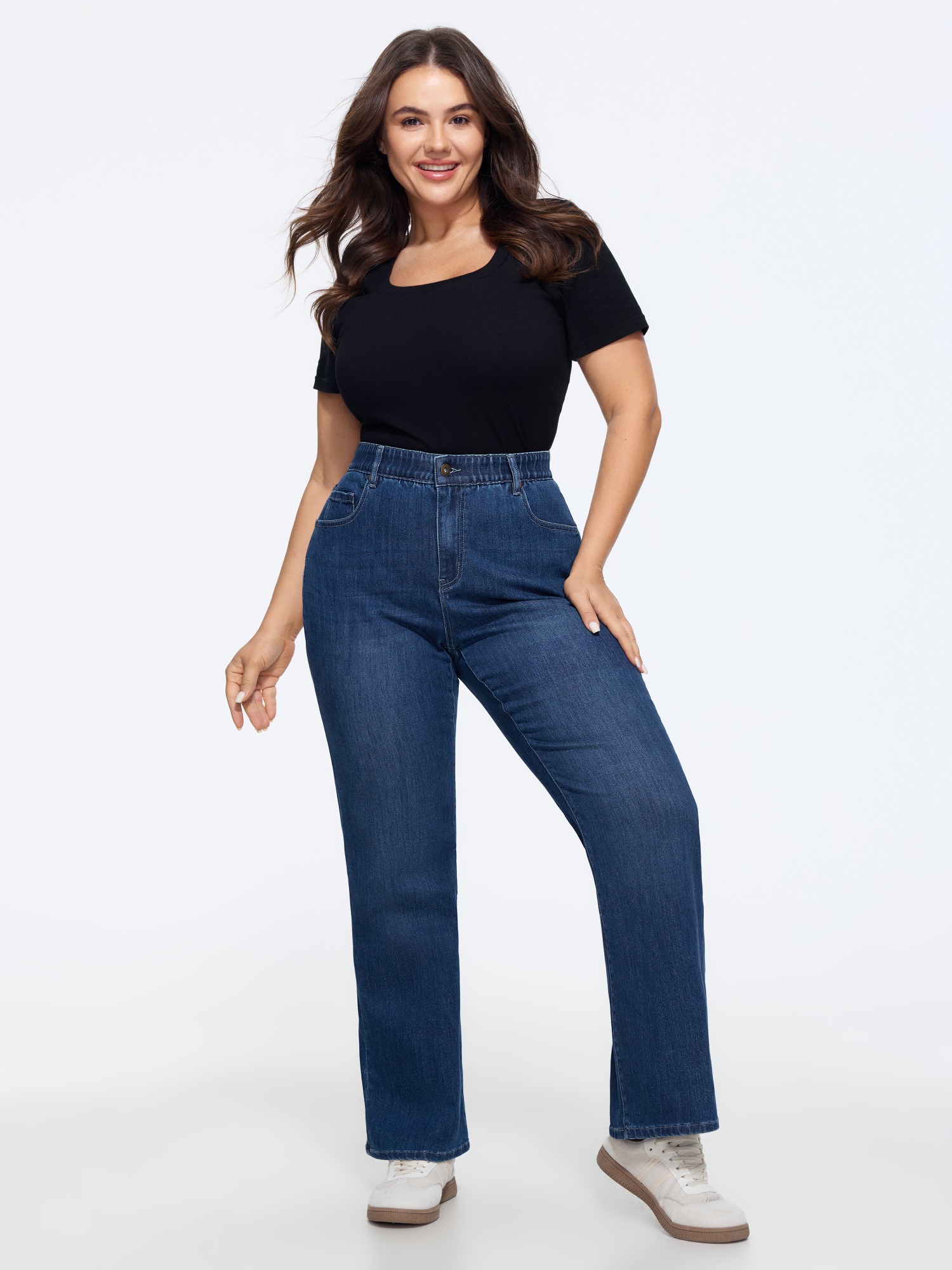 BloomChic Women's Plus Size Stretchy Washed Pockets Straight Leg Jeans Midblue Non Straight fit 22/3X