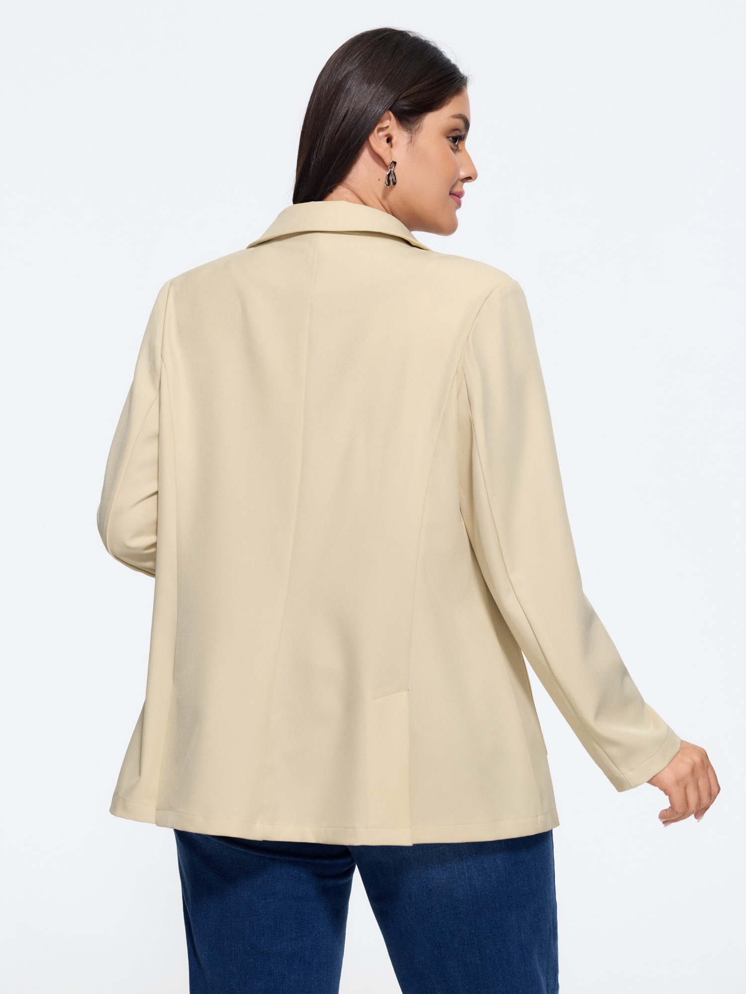 Bloomchic Lapel Collar Button Patch Pockets Blazer In Yellow