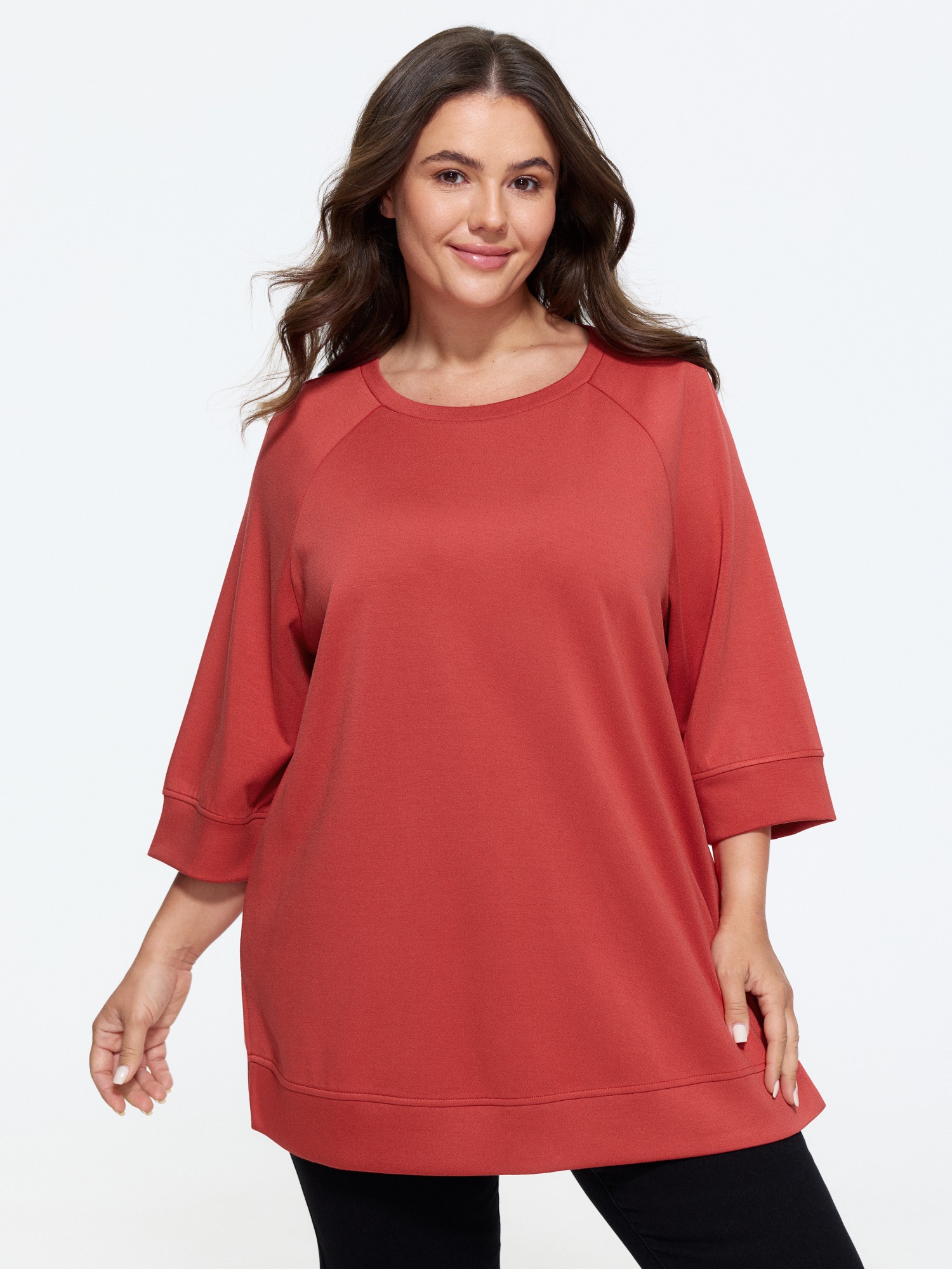 Bloomchic Supersoft Raglan Sleeve Loose Fit Sweatshirt In Rust